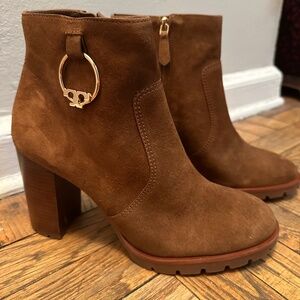 Tory Burch brown suede booties